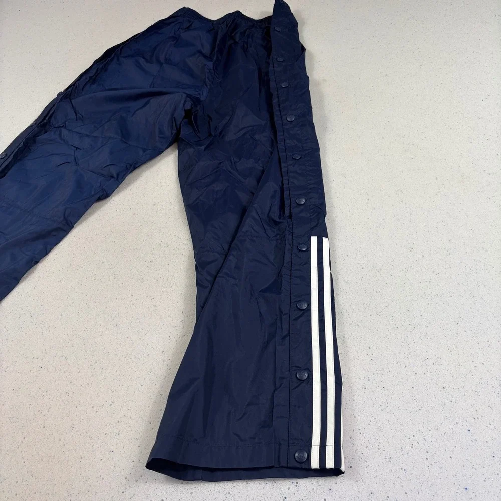 Vintage Adidas Snap‎ Track Pants Navy Blue White Tearaway Warmup Windbreaker L